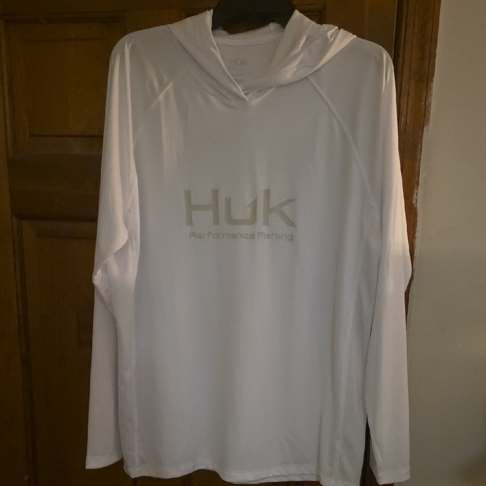 Huk Light Gray Fishing Hoodie